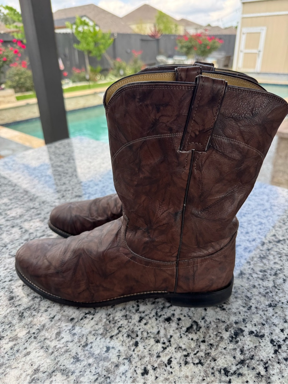 Justin Mens Brown Deerlite Leather Western Boots (Style #3162) Size 13 EE